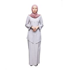 Mikayla Long Kebaya Plain (XL) - Grey